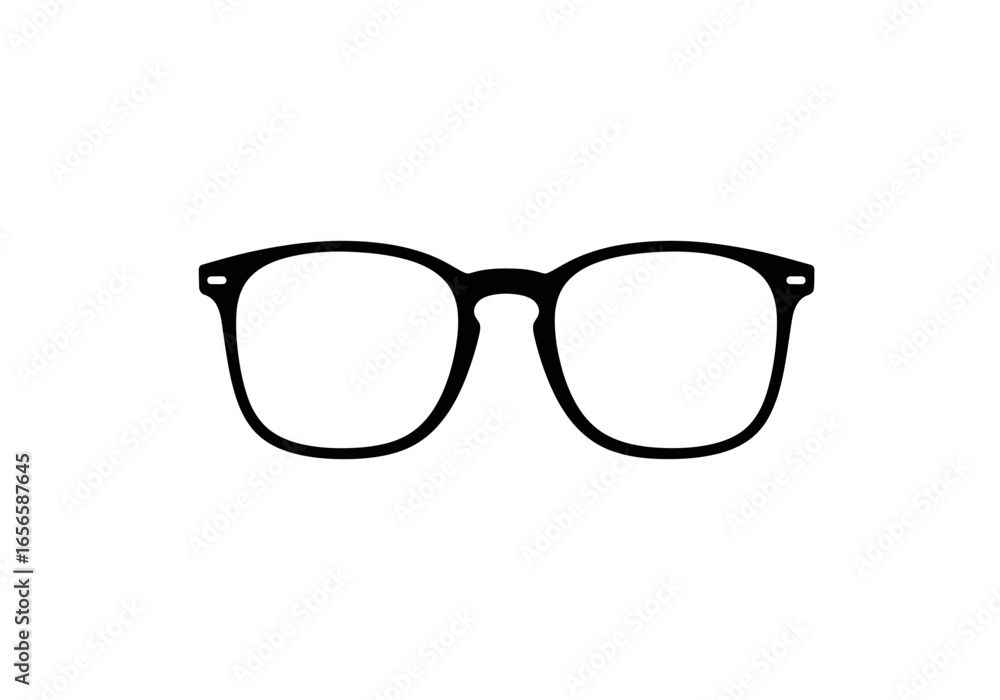 Fototapeta premium Blackrimmed glasses with round lenses centered on a white background