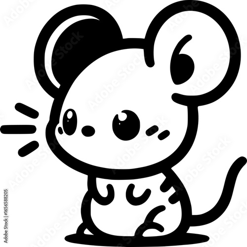 Cute Cartoon Mouse Illustration: An adorable cartoon mouse, depicted with oversized features and charming expression, its simplistic design evokes a sense of playful innocence.