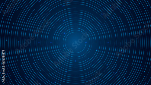 Futuristic blue concentric circular technology background with abstract digital lines pattern for innovation and data visualization design
