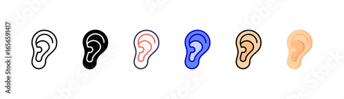 Ear icon set multiple style collection.