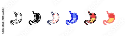Stomach icon set multiple style collection.