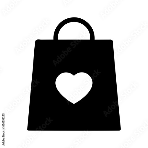 Shopping bag silhouette with heart shape vector illustration with white background simple design