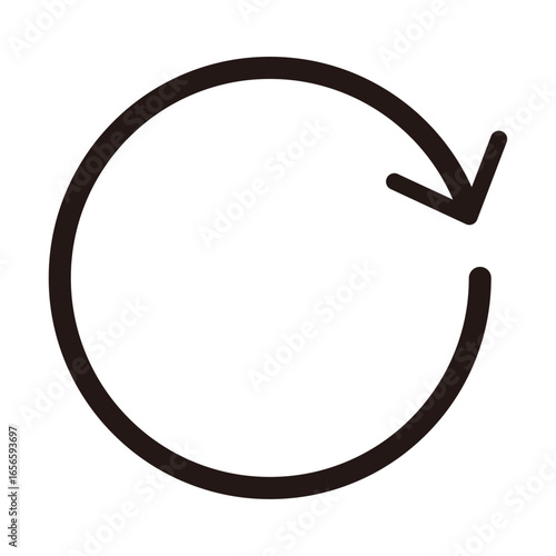 1つの矢印が回転するシンプルな回転矢印（サイクル矢印）　リロード　黒　単体