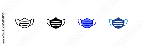 Medical Mask icon set multiple style collection.