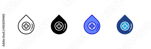Blood icon set multiple style collection.