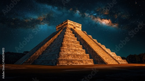 Ancient pyramid under a starlit sky (1)