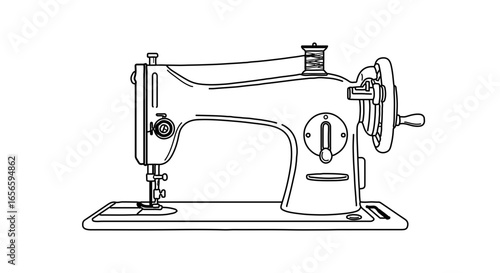 Vintage sewing machine vector illustration for sewing projects and crafting design and fashion industry use