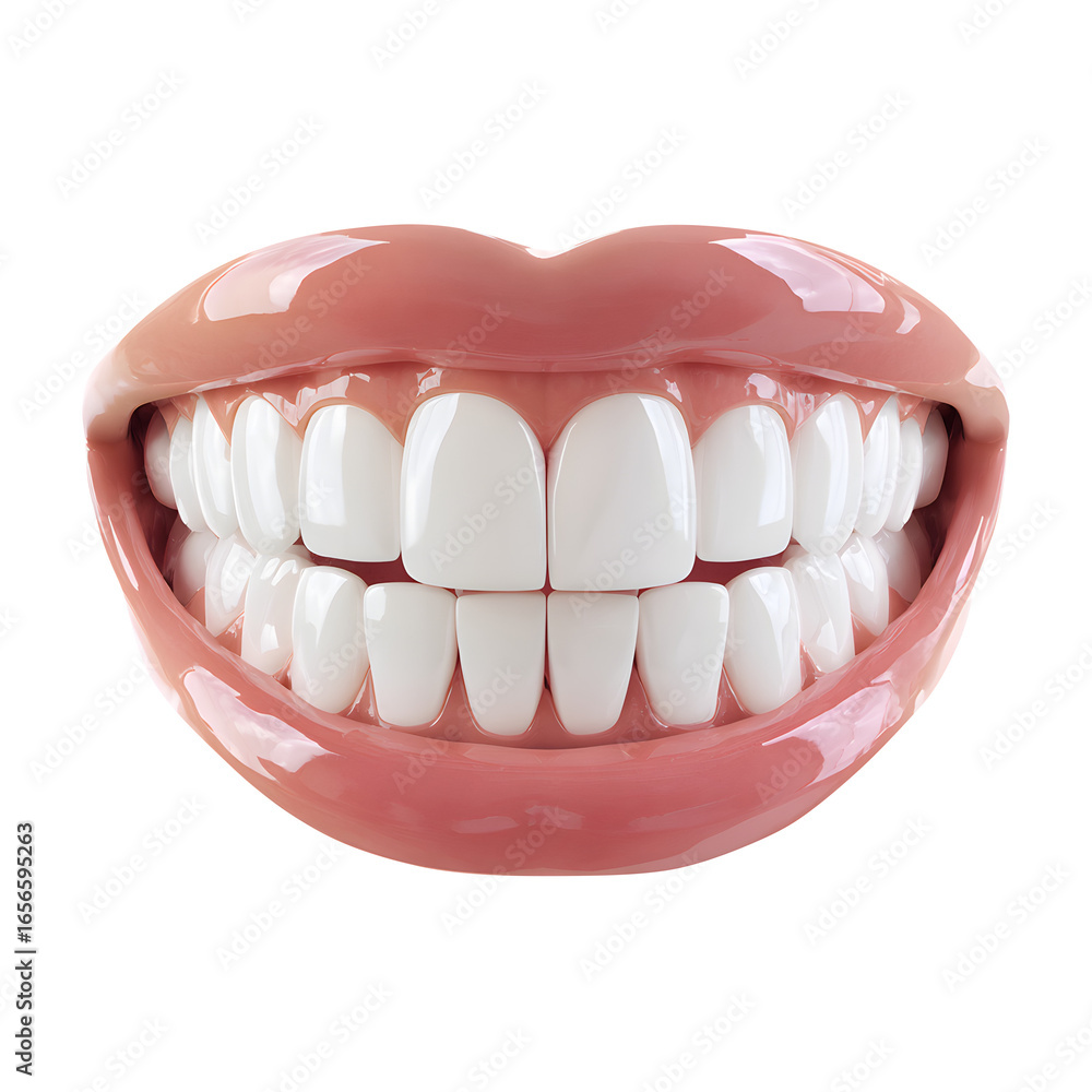 Obraz premium white teeth isolated on transparent white background 