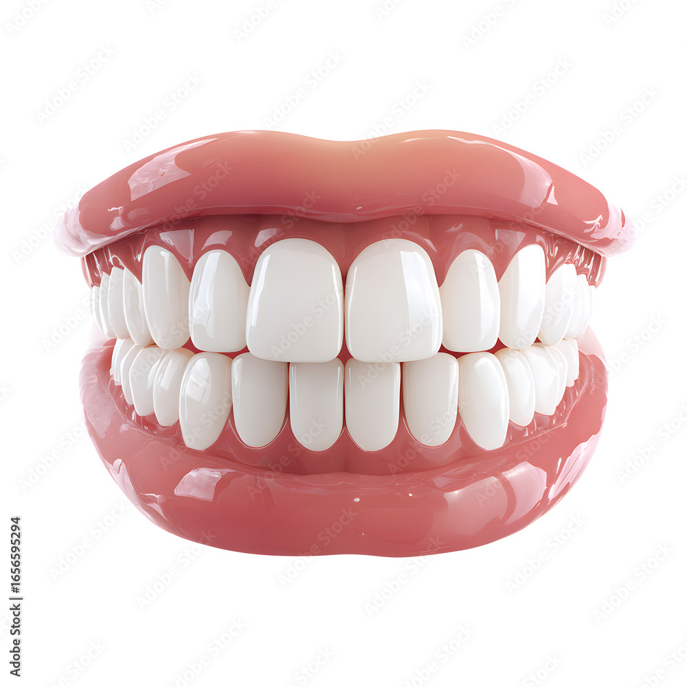 Obraz premium white teeth isolated on transparent white background