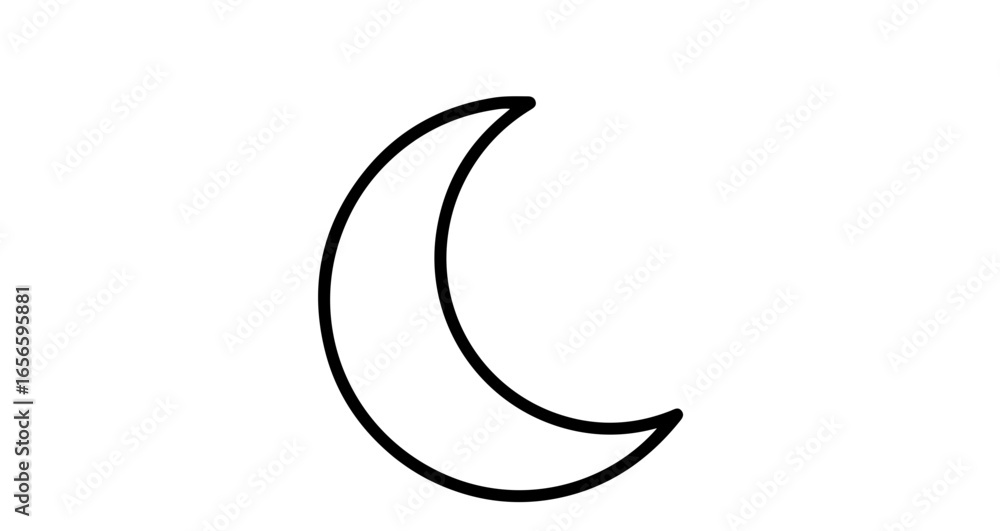 Fototapeta premium Crescent moon vector drawing simple moon illustration celestial outline astronomy night sky lunar phase 100 character