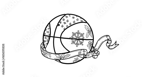 Download christmas basketball coloring page for kids and adults printable holiday sports activity sheet