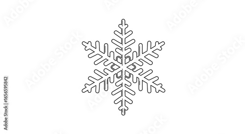 Detailed snowflake outline vector graphic for winter holiday designs and christmas decorations clip art use