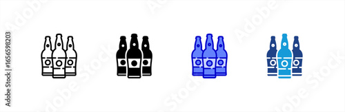 Beer Bottle icon set multiple style collection.