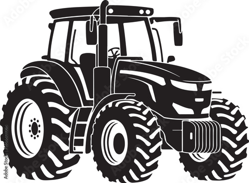 Modern Tractor Silhouette Vector Illustration for Agricultural Machinery