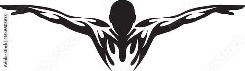 Abstract Swimmer Silhouette Vector Illustration for Sport and Fitness