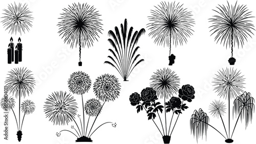 Celebrate with stunning firework designs and festive candle graphics
