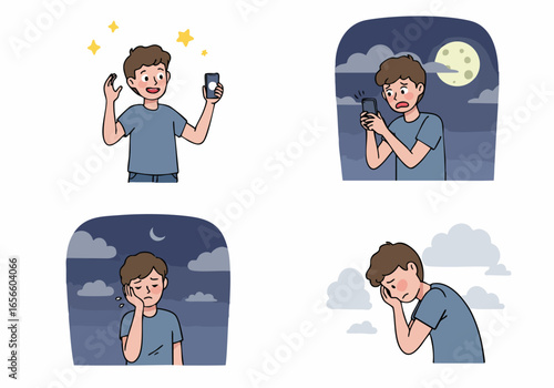 Digital Well-being Cycle: From Smartphone Excitement to Nighttime Distress, Sleep Deprivation, and Mental Fatigue