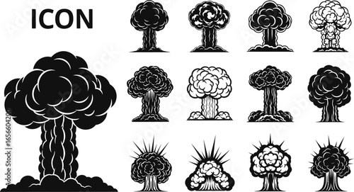 Mushroom Cloud Icons: Explosive Power and Impactful Designs