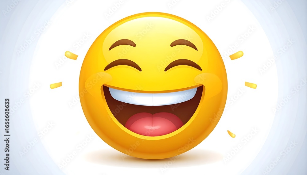 Fototapeta premium Cheerful emoticon with a joyful expression.