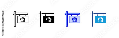 Sign icon set multiple style collection.