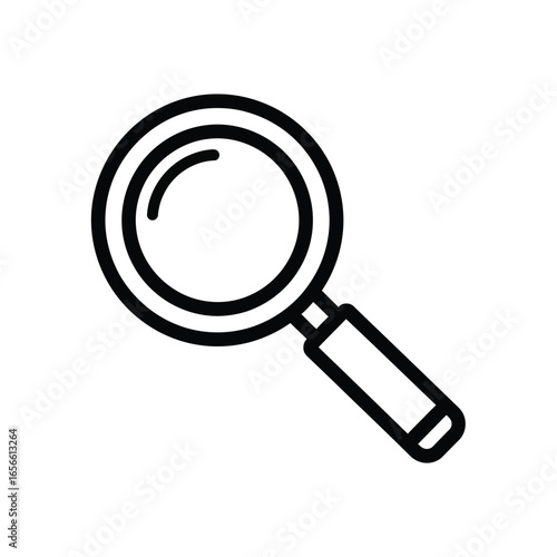Magnifying glass icon, isolated on white background, symbolizing search, investigation, and the pursuit of knowledge and discovery