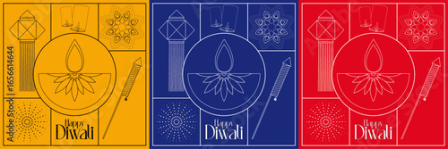 Happy Diwali post featuring wishes, suitable for social media .Diwali elements
