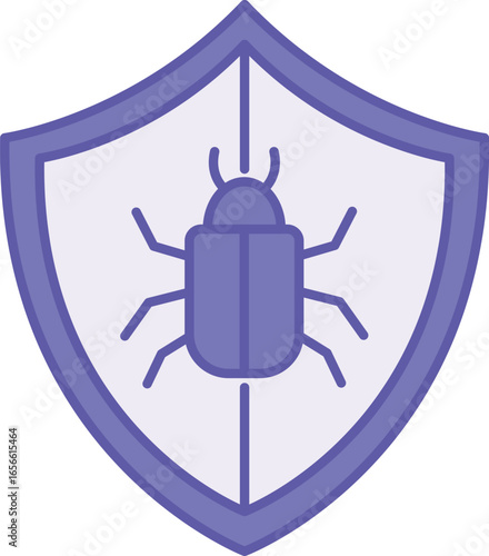 Colored Antivirus Icon. Vector Illustration. Shield and Bug. Malware Detecting and Neutralizing Program. Data Security and Protection Concept