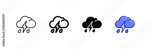 Thunderstorm icon set multiple style collection.