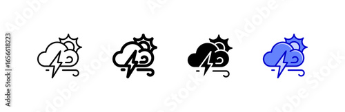 Thunderstorm icon set multiple style collection.