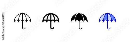 Umbrella icon set multiple style collection.
