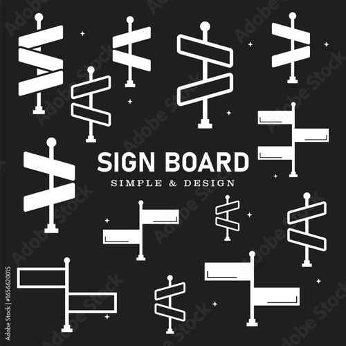 street signs. Directional pole with wayfinding arrows, finger post sign isolated realistic vector illustration set