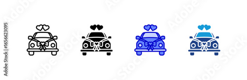 Wedding Car icon set multiple style collection.