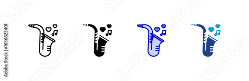 Saxophone icon set multiple style collection.