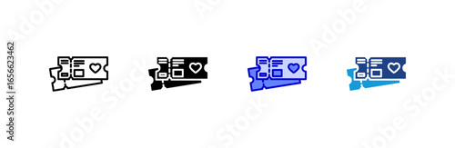 Ticket icon set multiple style collection.