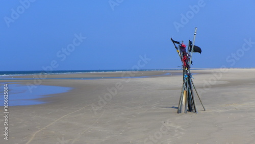Fanø, Fischfang Fahnen und Netze am Sören Jesse Sand
