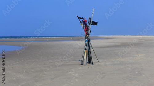 Fanø, Fischfang Fahnen und Netze am Sören Jesse Sand