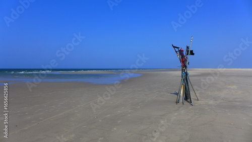 Fanø, Fischfang Fahnen und Netze am Sören Jesse Sand