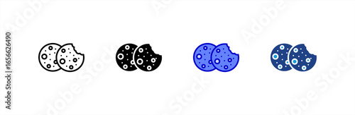 Cookie icon set multiple style collection.