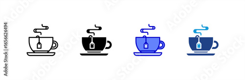 Hot Tea icon set multiple style collection.