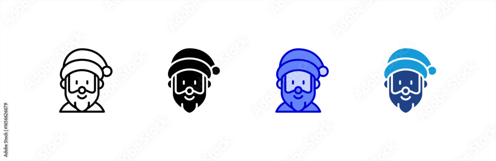 Fototapeta premium Santa Claus icon set multiple style collection.
