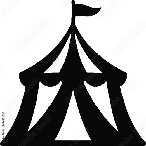 Black Silhouette Icon of a Circus Tent with a Flag big top carnival