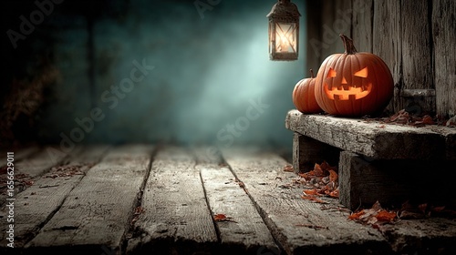 Spooky Halloween background with wooden planks and horror vibes