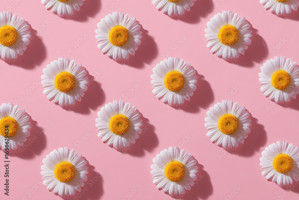 Obraz premium Elegant Daisy Pattern: A Pink Floral Delight