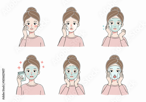Woman's Skincare Routine with Face Mask - Before and After Transformation for Radiant Skin