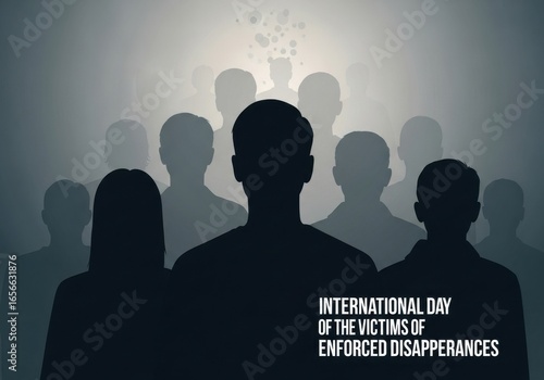 Silhouettes of Diverse People in Dark Light for International Day of Victims of Enforced Disappearances