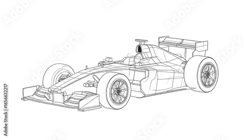 Monochromatic F1 race car sketch