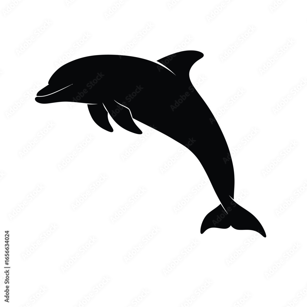 Fototapeta premium Silhouette of a Dolphin Jumping Out of Water ocean