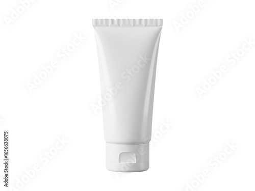 Cosmetic white tube package, isolated 3D mockup template transparent background