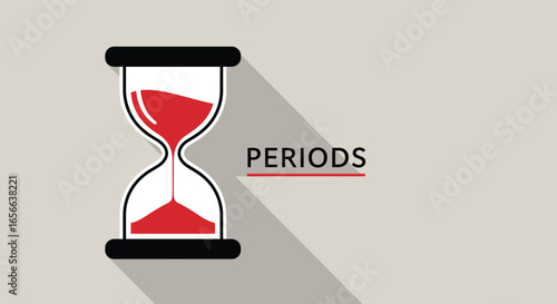 The hourglass symbolizes the passage of time and the cyclical nature of periods, representing the monthly hormonal changes in a womans body