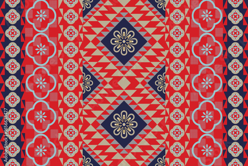 Seamless Ikat ethnic patterns in horizontal stripes, perfect for textile, fashion design, fabric printing, and home decor. Inspired by traditional weaving with modern color twist Ideal for background